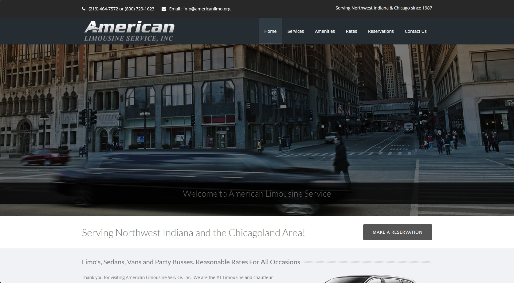 American Limousine professional transportation website designed by Fawkes Digital Marketing